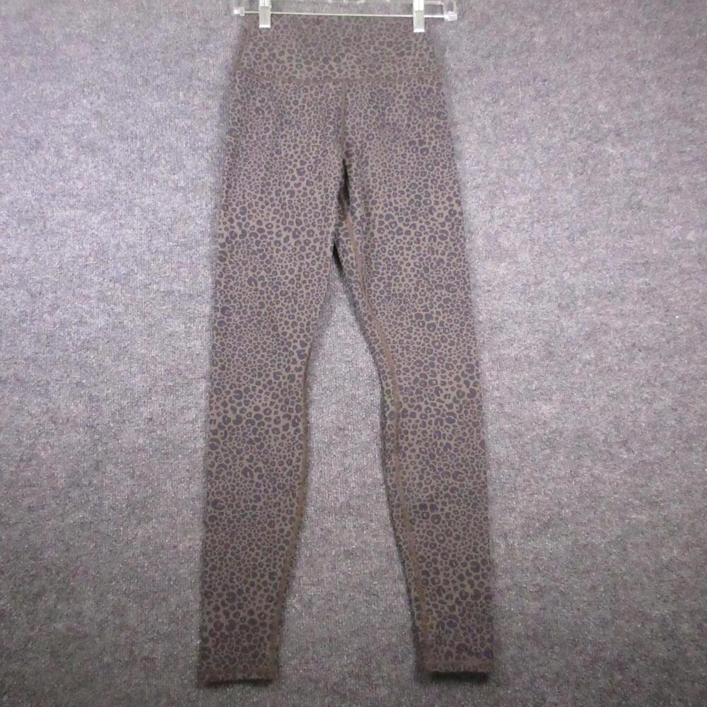 Alo Leggings Womens Small Brown Animal Print High Rise Ankle Yoga Pants Athletic